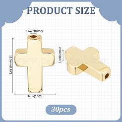 30Pcs Cross Brass Beads&nbsp;KK-ME0002-39