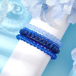 5Pcs 5 Styles Faceted Round Glass Beaded Stretch Bracelet Sets&nbsp;BJEW-JB10423-04