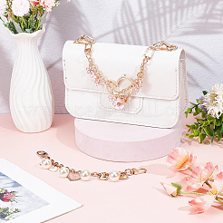 3Pcs 3 Styles Bowknot Heart Heart Pink Zinc Alloy Enamel Tassel Cable Chain Purse Chains&nbsp;FIND-BBC0004-56