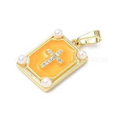 Brass Micro Pave Cubic Zirconia Pendants&nbsp;KK-H255-07G-04