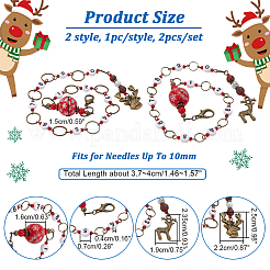 Alloy Christmas Reindeer Pendant Knitting Row Counter Chains&nbsp;HJEW-AB00089-02