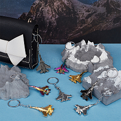 8Pcs 4 Colors Airplane Zinc Alloy Keychains&nbsp;KEYC-FG0001-23