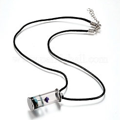 Glass Wishing Bottle Leather Cord Pendant Necklaces&nbsp;NJEW-Z009-A
