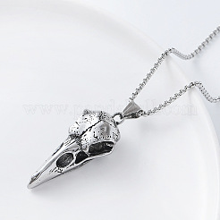 Vintage Gothic Raven Skull 304 Stainless Steel Pendant Necklaces for Men Women&nbsp;XV7044