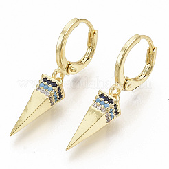 Brass Micro Pave Colorful Cubic Zirconia Dangle Hoop Earrings&nbsp;X-EJEW-S208-069
