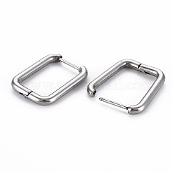 Tarnish Resistant Rectangle Huggie Hoop Earrings for Women&nbsp;EJEW-N016-006-NR