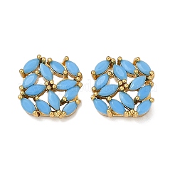 Brass Micro Pave Cubic Zirconia Stud Earrings&nbsp;KK-F358-02G-04