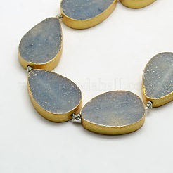 Flat Teardrop Natural Dyed & Heated Blue Aventurine Beadd Strands&nbsp;G-N0119-05