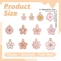 48Pcs 12 Styles Alloy Enamel Pendants&nbsp;ENAM-HY0001-62