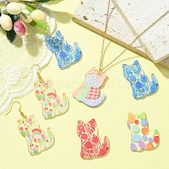 15Pcs 5 Colors Transparent Acrylic Pendant&nbsp;ENAM-SZ0004-28