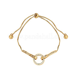 Cubic Zirconia Ring Link Slider Bracelet with Stainless Steel Box Chains&nbsp;OU1431-3