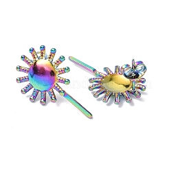 Ion Plating(IP) 304 Stainless Steel Sun Stud Earrings for Women&nbsp;EJEW-F300-12MC