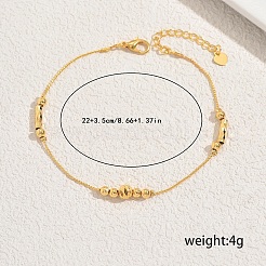 Brass Geometric Round Column Beads Link Chain Anklets for Women&nbsp;NO8151