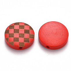 Painted Natural Wood Beads&nbsp;WOOD-N006-04G