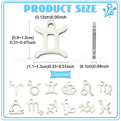 12Pcs 12 Styles 304 Stainless Steel Constellation Pendants&nbsp;STAS-FS0002-34