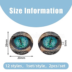 12 Sets 12 Style Luminous Self Adhesive Glass Eyes Cabochons&nbsp;GLAA-CA0001-58