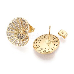 Spiral Shell Brass Micro Pave Cubic Zirconia Stud Earrings&nbsp;EJEW-B153-02G
