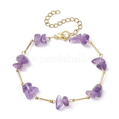 Natural & Synthetic Mixed Gemstone Chips Beaded Link Chain Bracelet&nbsp;BJEW-JB09972