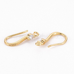 Brass Micro Pave Clear Cubic Zirconia Earring Hooks&nbsp;X-ZIRC-S068-007-NF