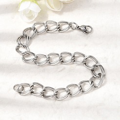 201 Stainless Steel Curb Chain Bracelets for Men&nbsp;STAS-T077-06P