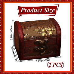 Retro Wooden Jewelry Storage Treasure Chest with Latch Clasps for Trinkets&nbsp;CON-CL0001-12