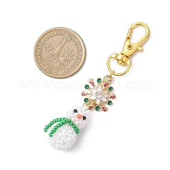 Christmas Seed Glass Beaded Snowman Pendant Decorations&nbsp;HJEW-MZ00398
