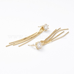 Brass Snake Chain Tassel Earrings&nbsp;X-EJEW-A056-40G