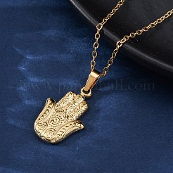 Hamsa Hand 304 Stainless Steel Pendant Necklaces&nbsp;NJEW-H059-01G