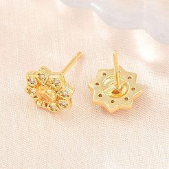 Brass Micro Pave Cubic Zirconia Stud Earrings for Women&nbsp;KK-A305-03G
