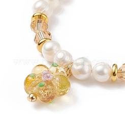 4Pcs 4 Color Lampwork Flower Charm Bracelets Set&nbsp;BJEW-TA00177