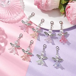8Pcs 8 Colors Wedding Season Angel Glass Pearl & Acrylic Pendant Decorations&nbsp;HJEW-JM01924-01