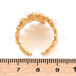 304 Stainless Steel with ABS Plastic Pearl Cuff Open Rings&nbsp;RJEW-Z137-02G
