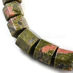 Natural Unakite Hexagon Prism Graduated Beaded Necklaces for Women Men&nbsp;NJEW-K388-03W