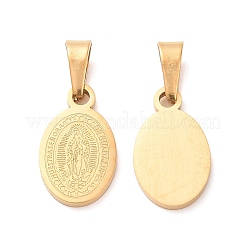 Ion Plating(IP) Oval with Virgin Mary & Word 304 Stainless Steel Charms&nbsp;STAS-I036-12