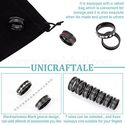 14Pcs 7 Size Stainless Steel Grooved Finger Rings Set&nbsp;RJEW-UN0002-71EB