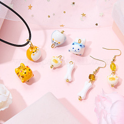 8Pcs Animals Handmade Porcelain Pendants&nbsp;PALLOY-SW00146