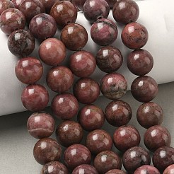 Natural Rhodonite Round Bead Strands&nbsp;G-J302-10-12mm-01