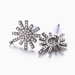 Brass Micro Pave Cubic Zirconia Stud Earring Findings&nbsp;ZIRC-E132-17
