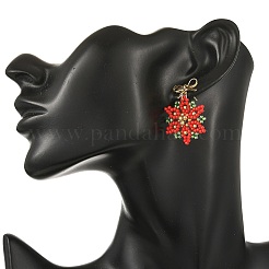 Glass & Brass Beads Braided Dangle Earrings&nbsp;EJEW-MZ00811