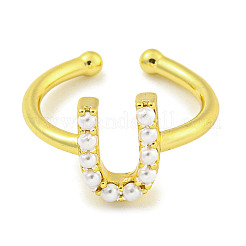 Rack Plating Brass Open Cuff Rings for Women&nbsp;RJEW-F162-01G-U