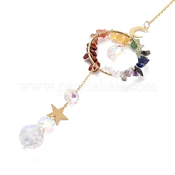 Moon & Teardrop Glass Hanging Suncatchers&nbsp;HJEW-I011-04G