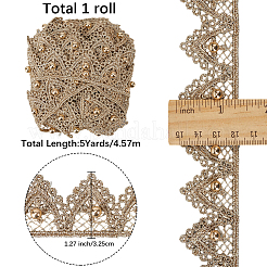 5 Yards Polyester & ABS Plastic Imitation Pearl Lace Ribbon&nbsp;OCOR-GF0004-92A