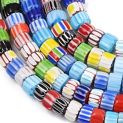 Handmade Millefiori Glass Column Beads Strands&nbsp;LA-CBA6DF7-01