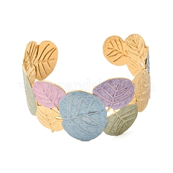 304 Stainless Steel Colorful Enamel Wide Cuff Bangles for Women&nbsp;BJEW-A159-01A-G