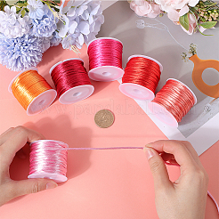 6 Rolls 6 Colors Nylon Satin Rattail Cords&nbsp;NWIR-SC0001-10