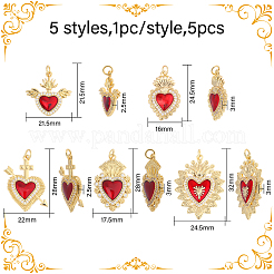 5Pcs 5 Styles Brass Enamel Pendants&nbsp;KK-CA0002-82