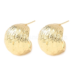 Textured Round Brass Stud Earrings&nbsp;EJEW-D346-09G