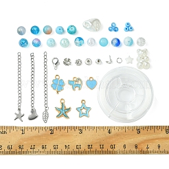 DIY Round Glass & CCB Plastic Beads Bracelets Making Kits&nbsp;DIY-FS0007-56A