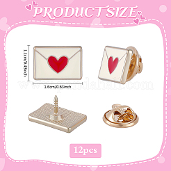 12Pcs Envelope with Heart Enamel Pin&nbsp;JEWB-FG0001-71