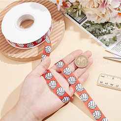20 Yards Sport Ball Printed Polyester Volleyball Grosgrain Ribbon&nbsp;OCOR-WH0085-75A-02